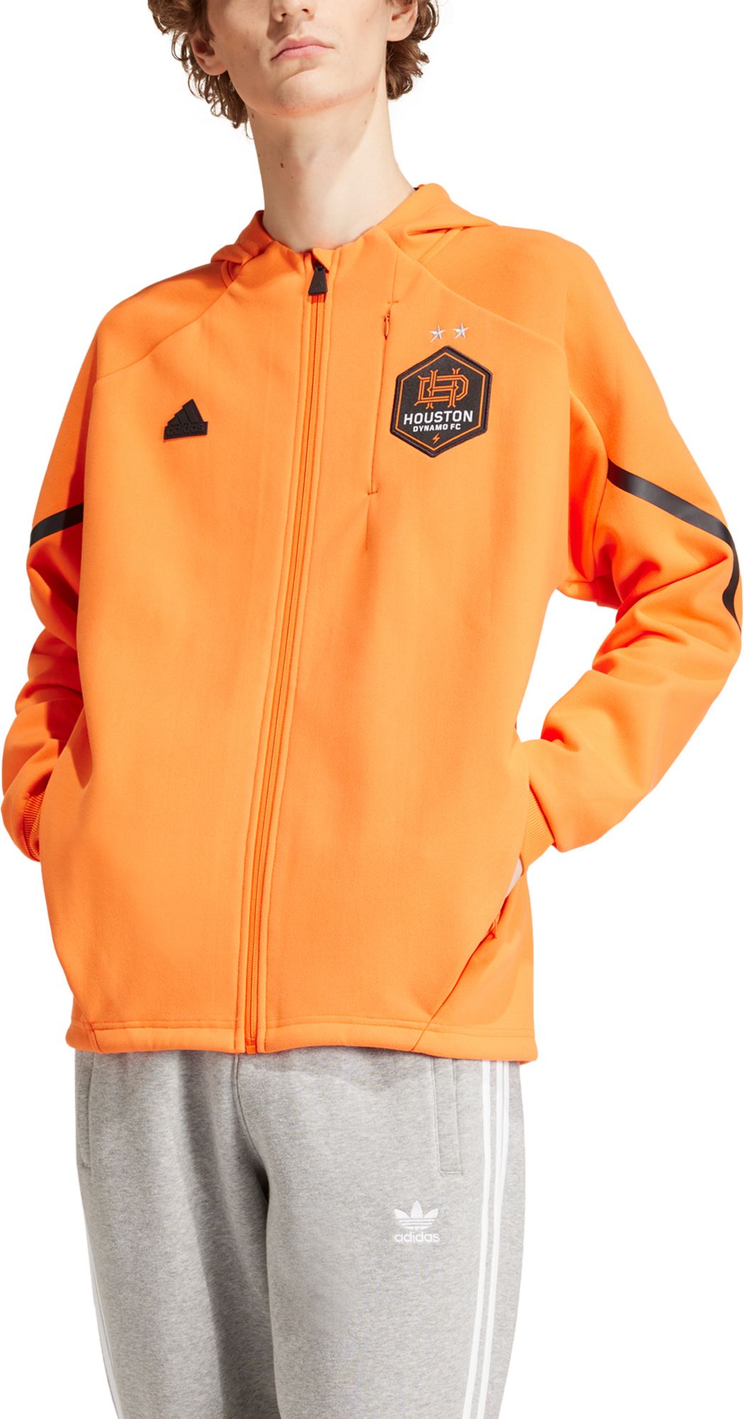 adidas Adult Houston Dynamo 2024 Orange Prematch Anthem Jacket