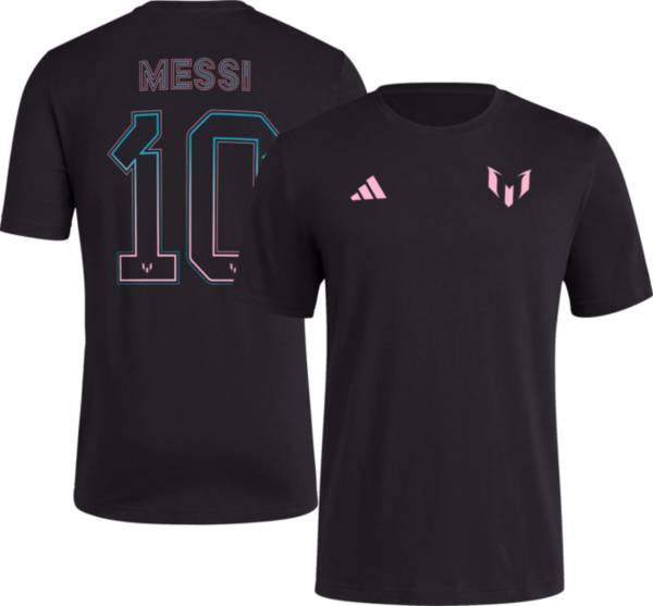 adidas Adult Miami Messi LM #10 Black Name and Number T-Shirt | Dick's Goods