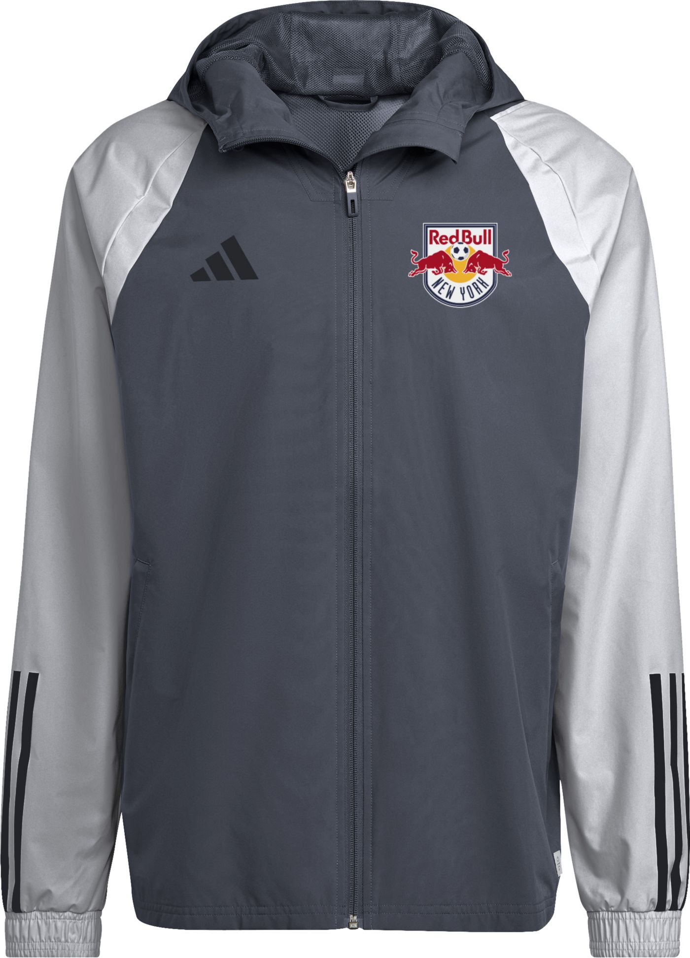 adidas New York Red Bulls 2023 Grey All Weather Jacket Dick s Sporting Goods