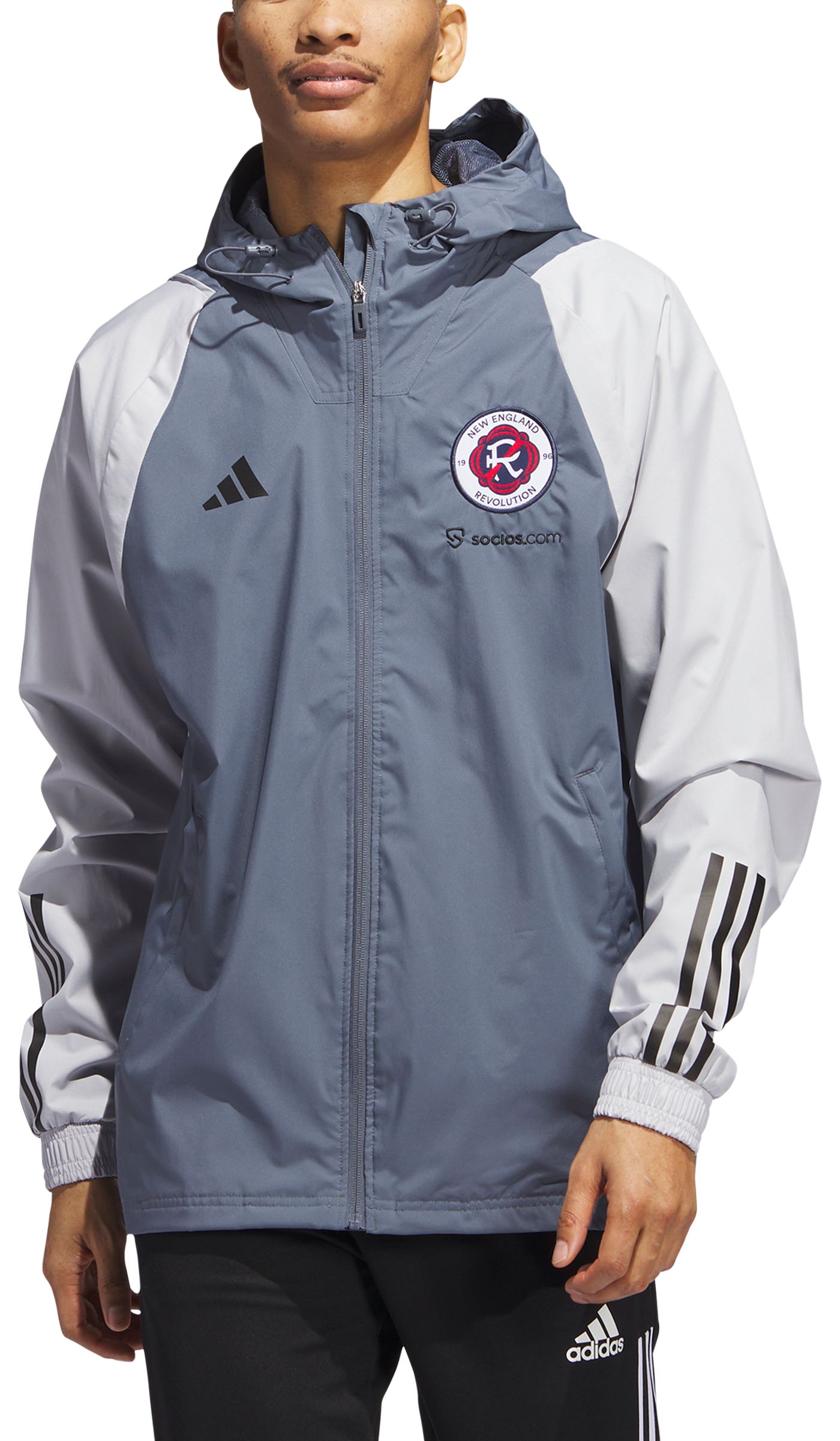 adidas New England Revolution 2023 Grey All Weather Jacket Dick s Sporting Goods