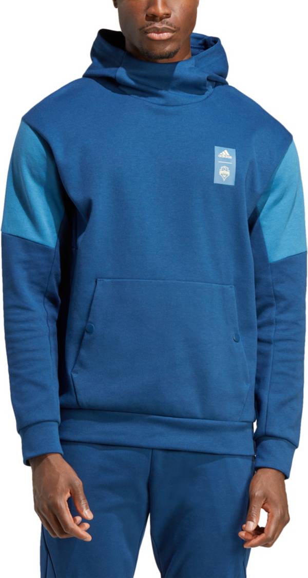 New York Red Bulls adidas 2023 Player Travel Pullover Hoodie - Blue