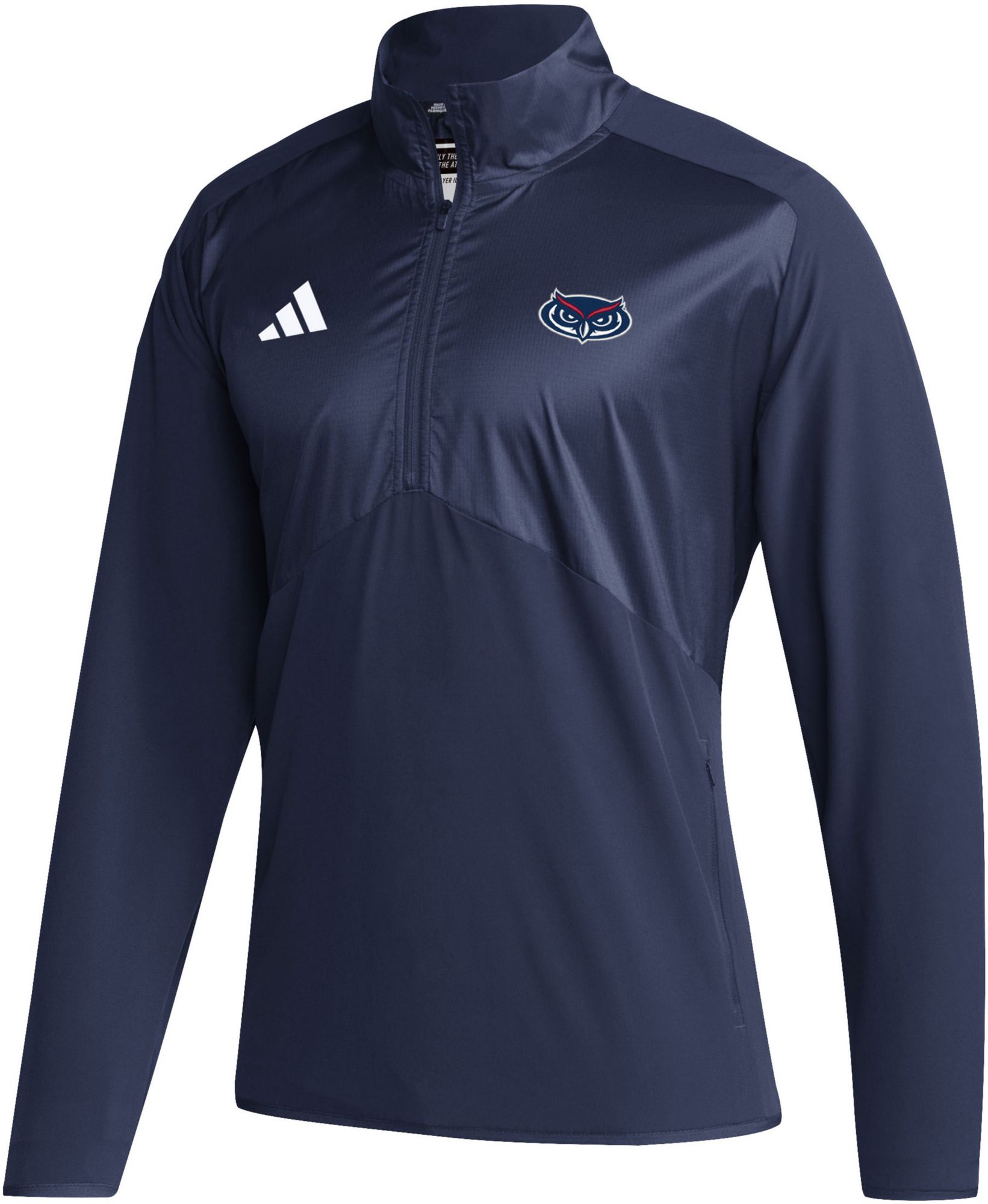 adidas Men's Florida Atlantic Owls Blue Sideline Woven Pullover Quarter-Zip