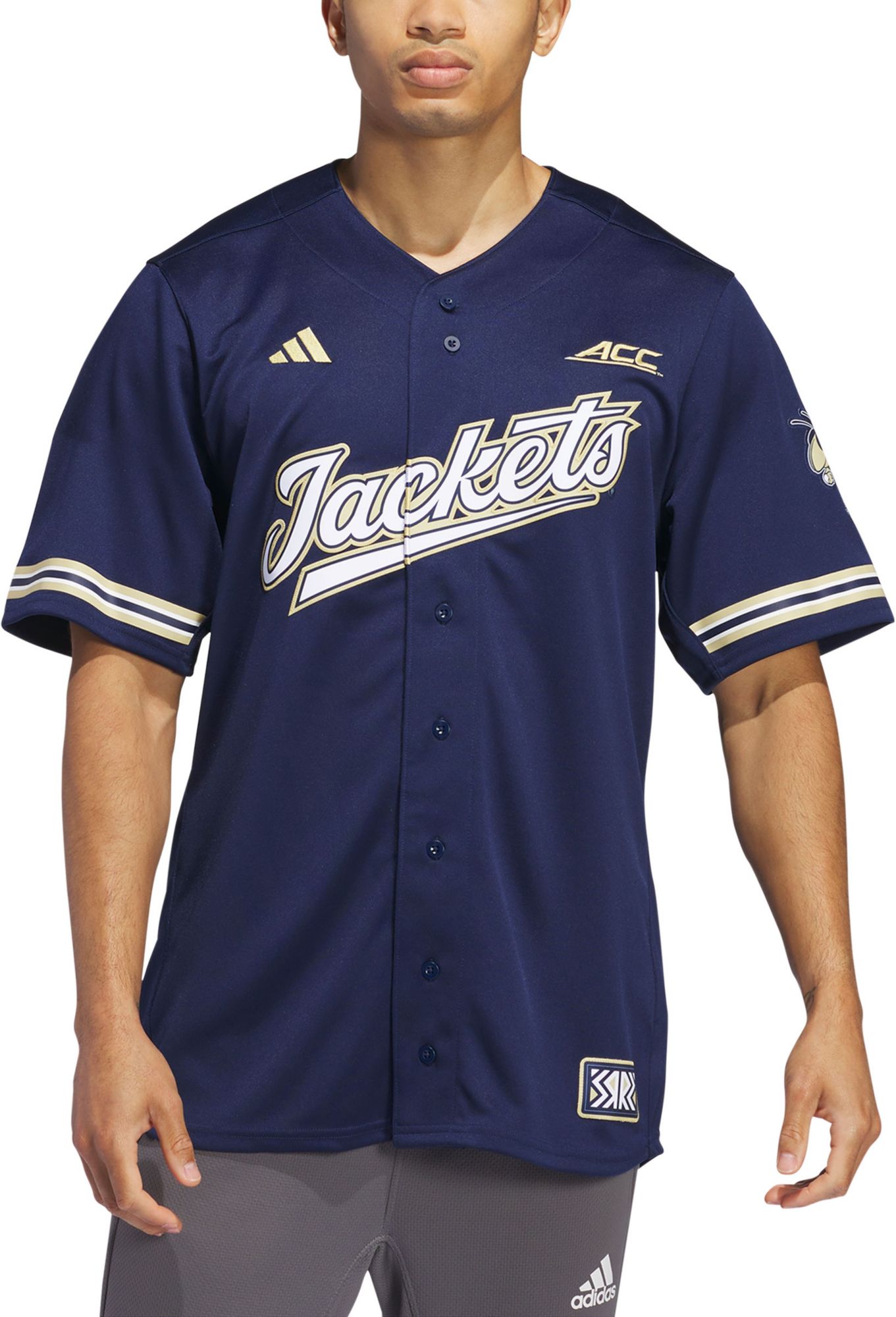 adidas Men's Georgia Tech Yellow Jackets Navy Replica Baseball Jersey product image