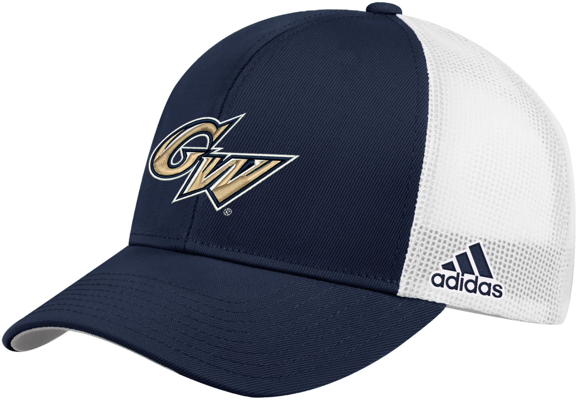 adidas Men's George Washington Colonials Blue Structured Adjustable Trucker Hat