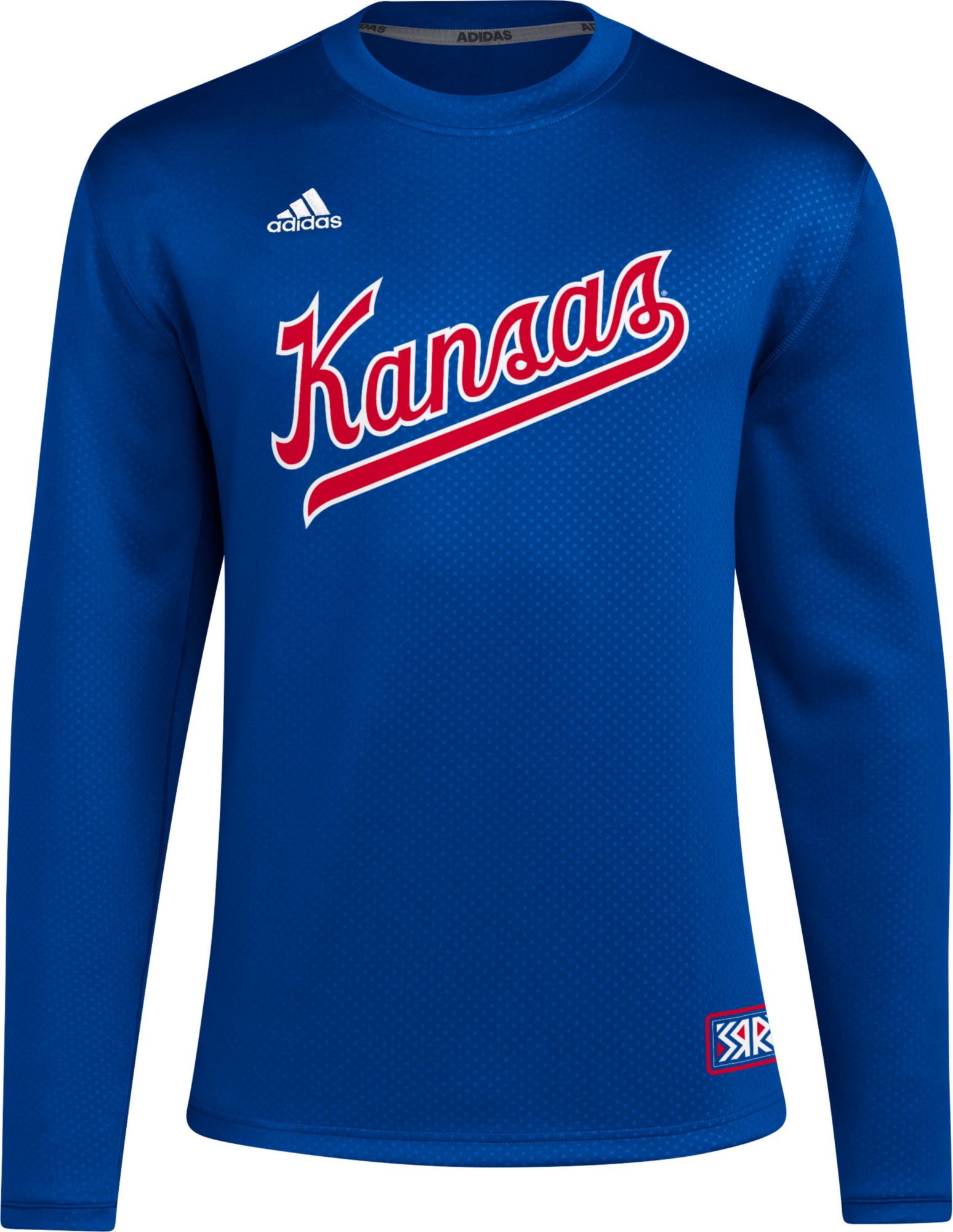 adidas Men's Kansas Jayhawks Blue Reverse Retro Crew Pullover Sweatshirt product image