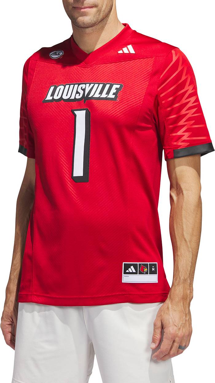 Adidas Men's Louisville Cardinals Cardinal Red Premier Replica Football Jersey, Small
