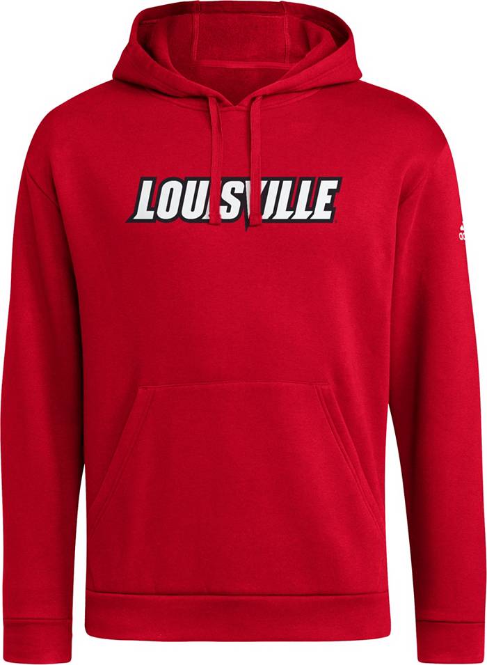 Adidas Men's Louisville Cardinals Cardinal Red Wordmark Pullover Fleece Hoodie, XL | Holiday Gift