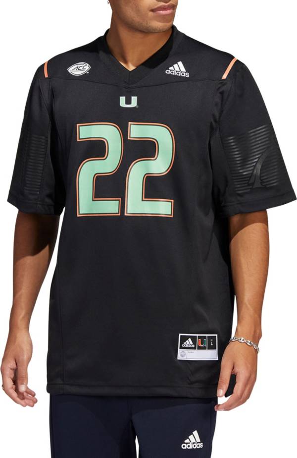 Adidas Men's Miami Hurricanes Black Replica Football Jersey, Large