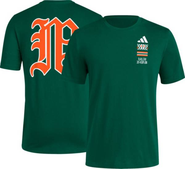 Men's adidas Green Miami Hurricanes Turnover Chain Ultimate Climalite  T-Shirt