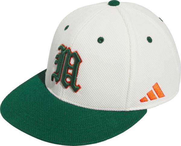 adidas Men's Miami Hurricanes White Fitted Mesh Hat product image