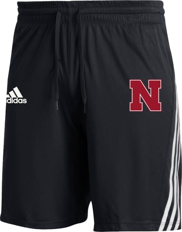 adidas Men's Nebraska Cornhuskers Black 3-Stripe Shorts product image