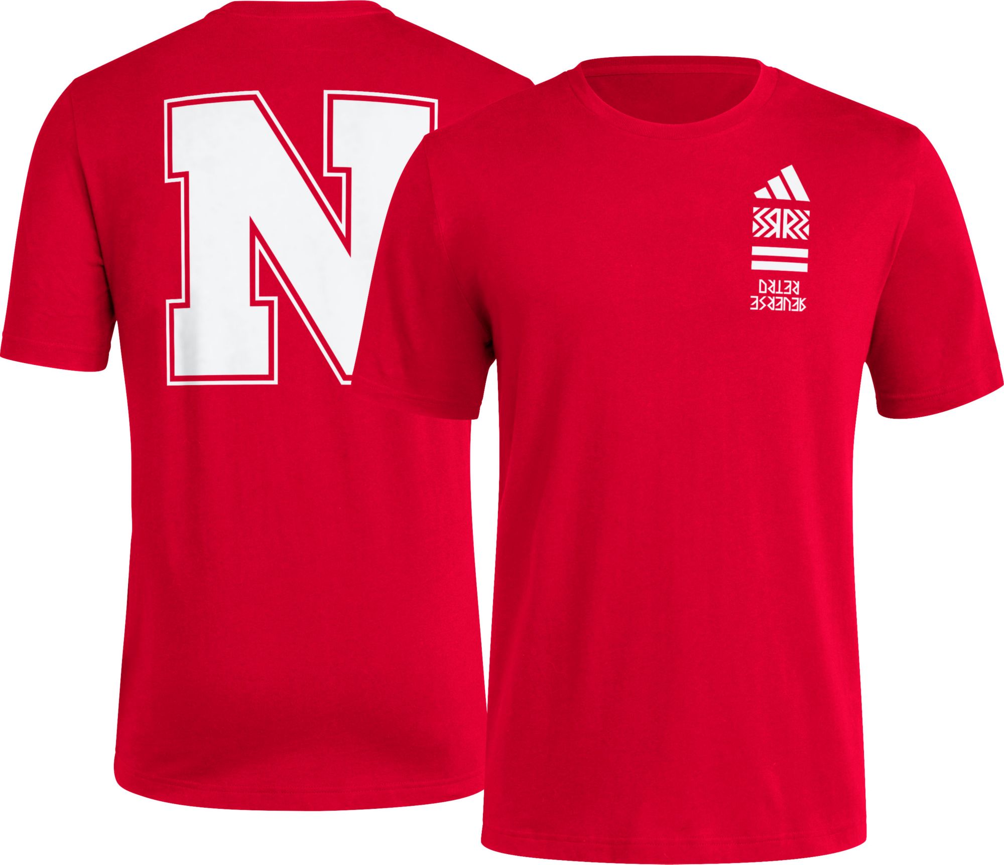 adidas Men's Nebraska Cornhuskers Medium Red Reverse Retro Basketball T-Shirt product image