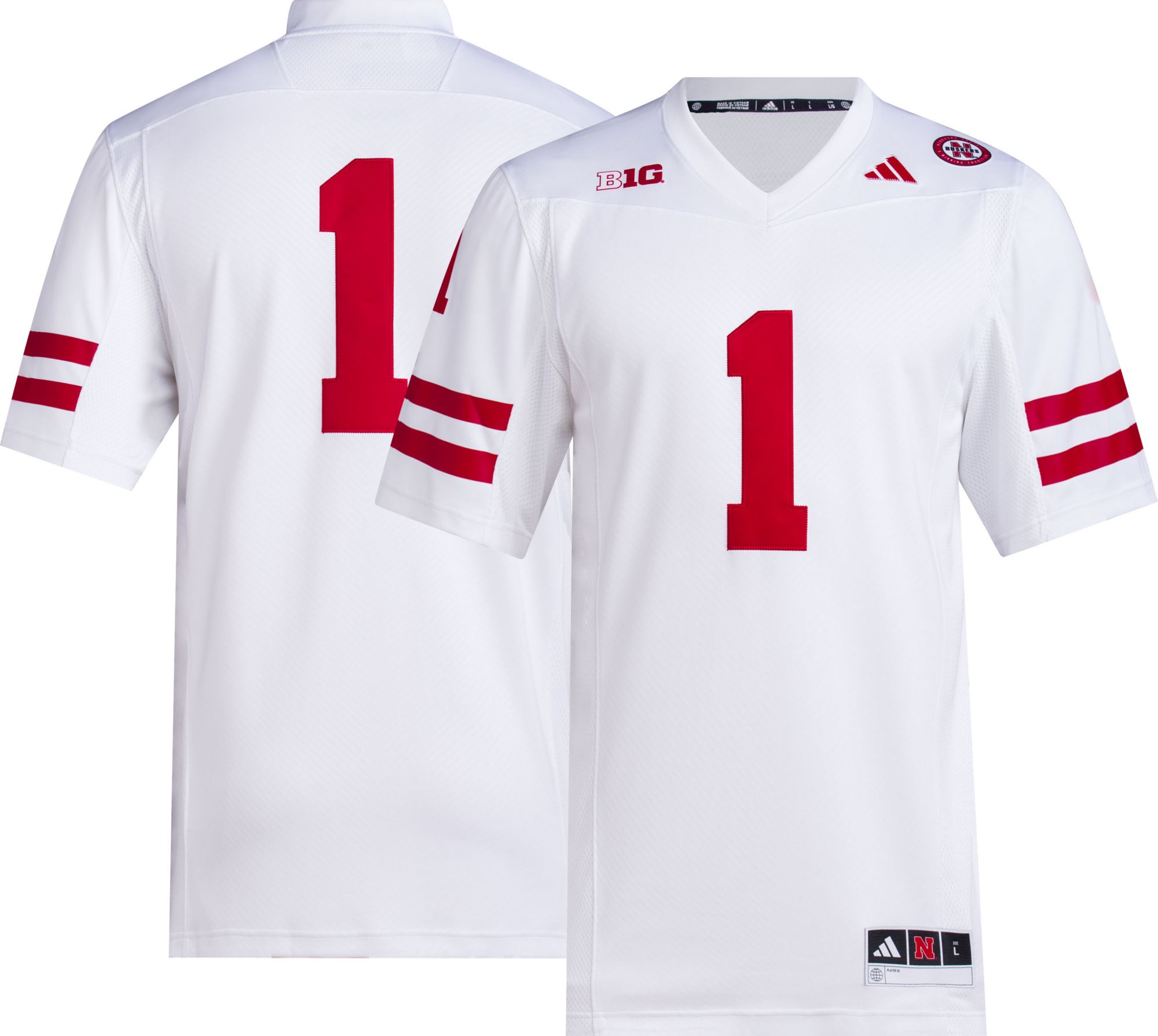 adidas Men's Nebraska Cornhuskers White Premier Replica Football Jersey