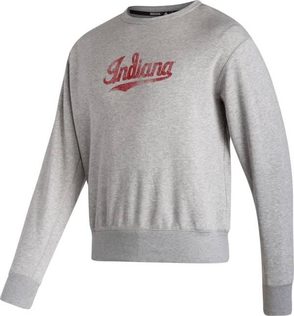 adidas Men's Indiana Hoosiers Grey Vintage Crew Pullover Sweatshirt product image