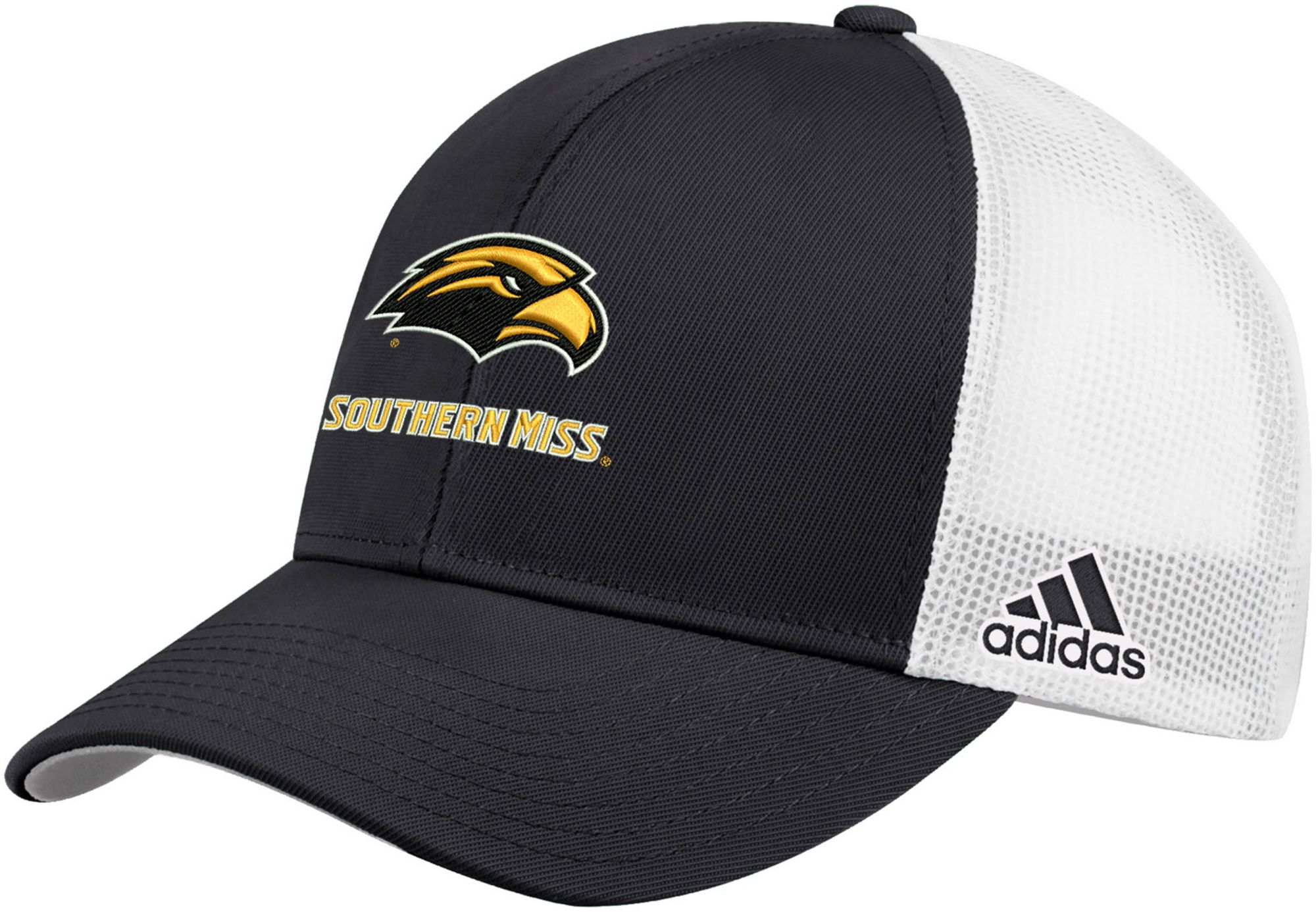 adidas Men's Southern Miss Golden Eagles Black Structured Adjustable Trucker Hat product image
