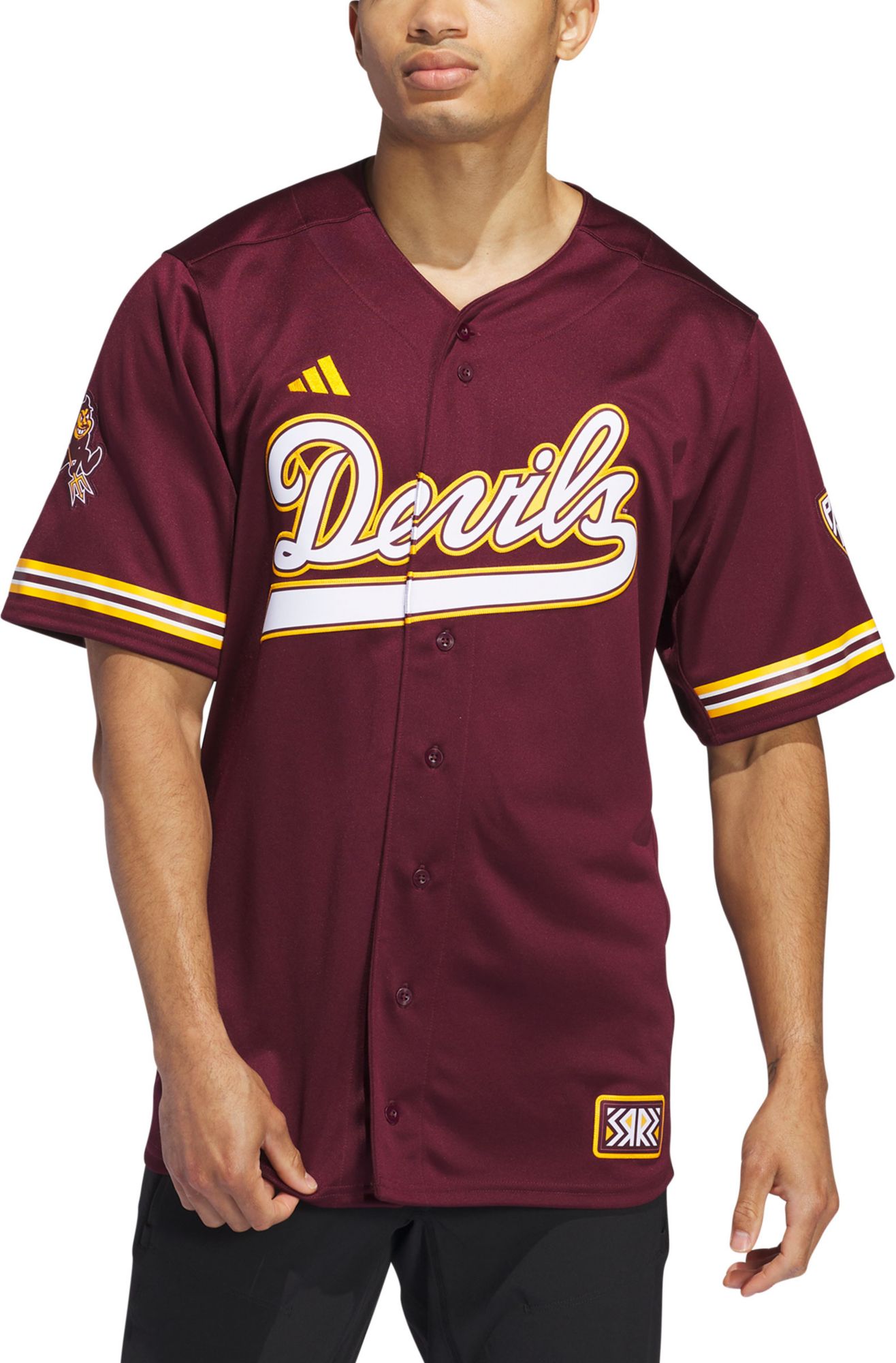 adidas Men's Arizona State Sun Devils Dark Red Replica Baseball Jersey product image