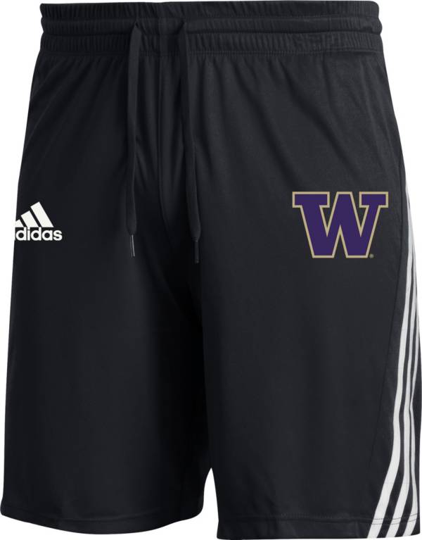adidas Men's Washington Huskies Black 3-Stripe Shorts product image