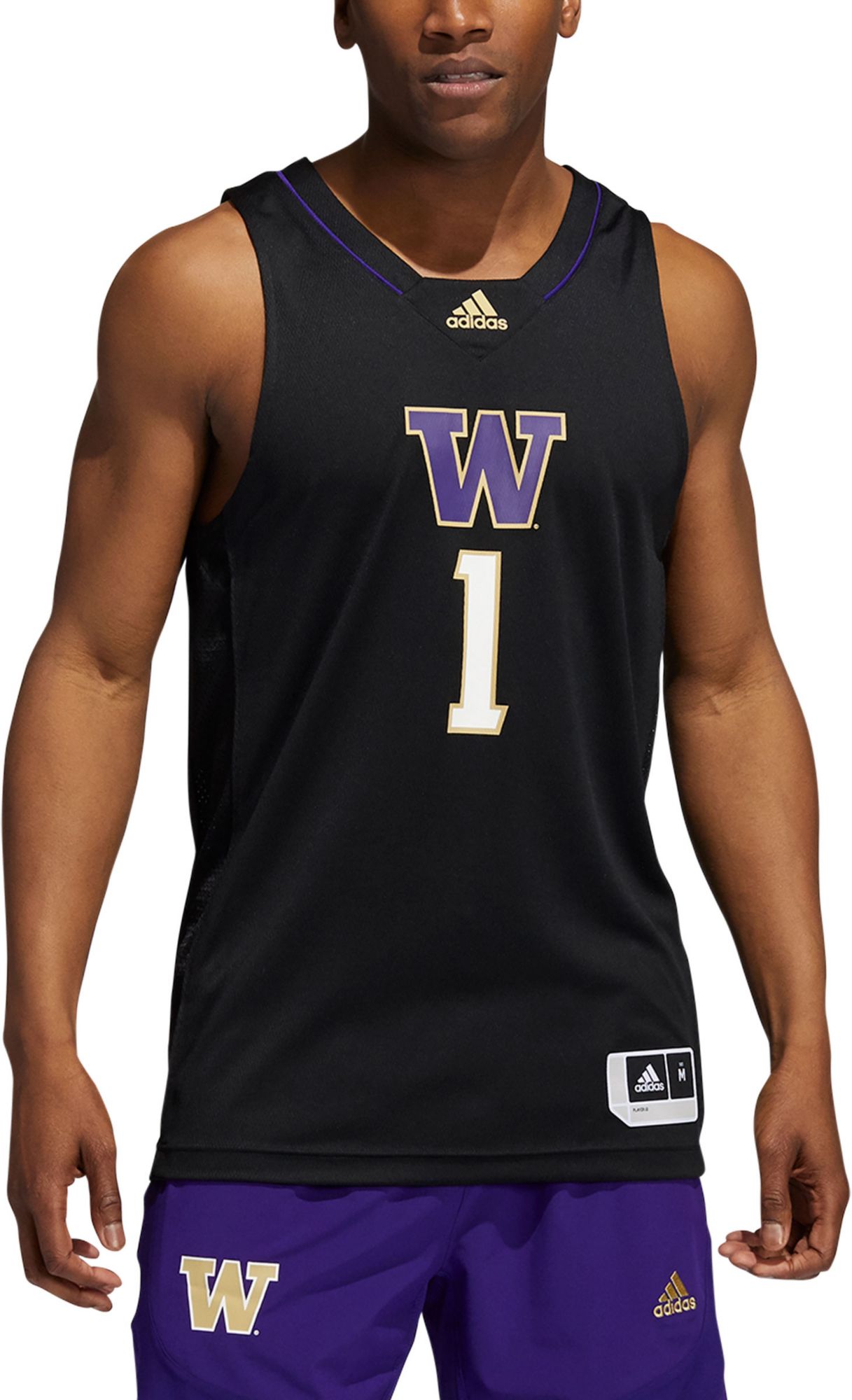 adidas Men's Washington Huskies Black Swingman Basketball Jersey product image