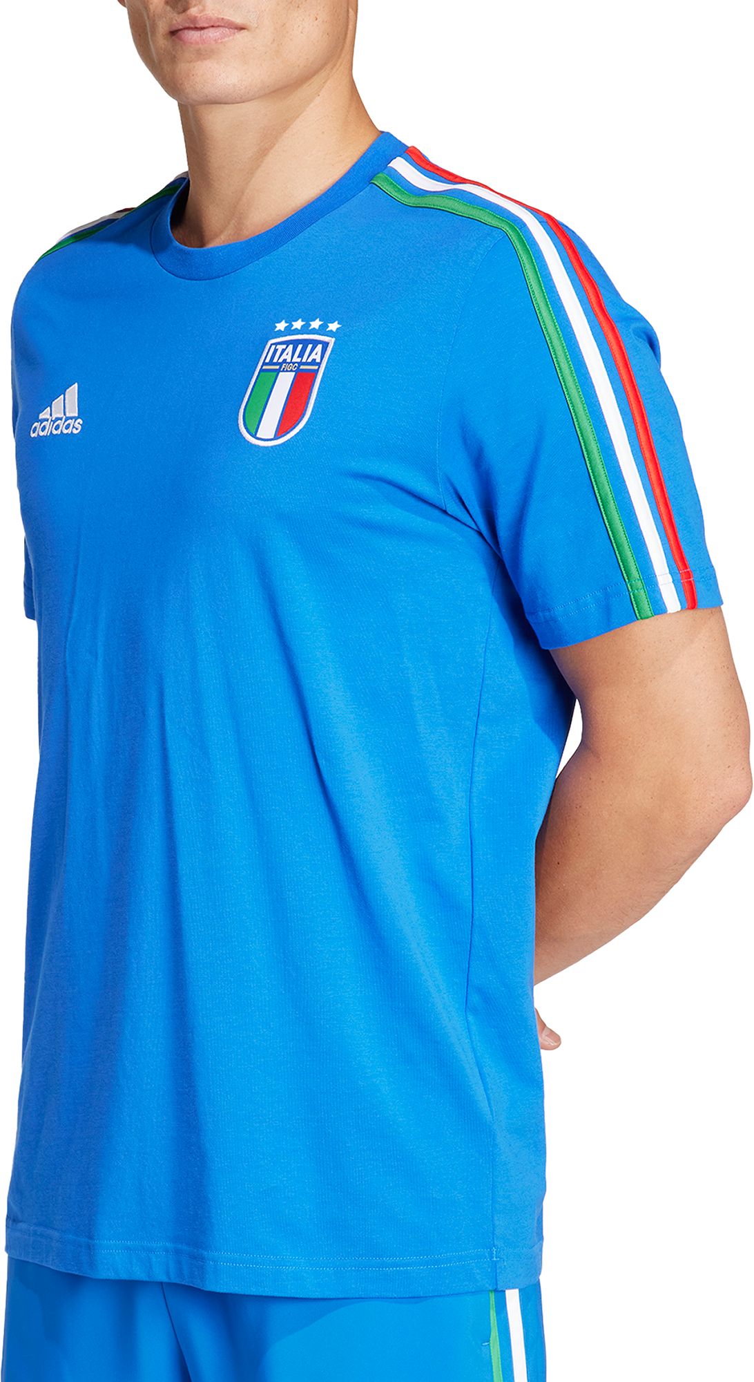 adidas Adult Italy 2024 Logo Blue T-Shirt
