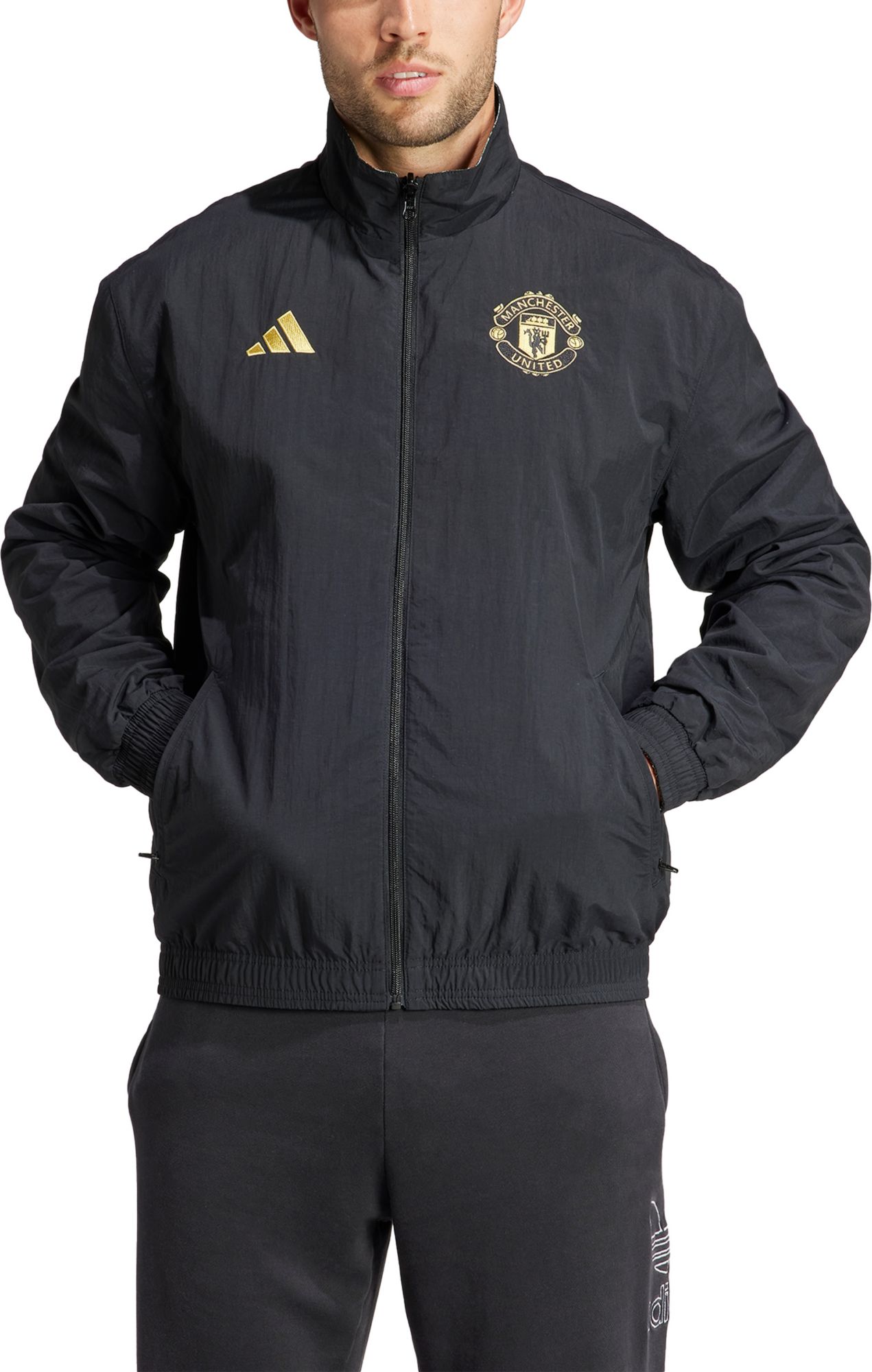 adidas Adult Manchester United 2024 Black Anthem Jacket