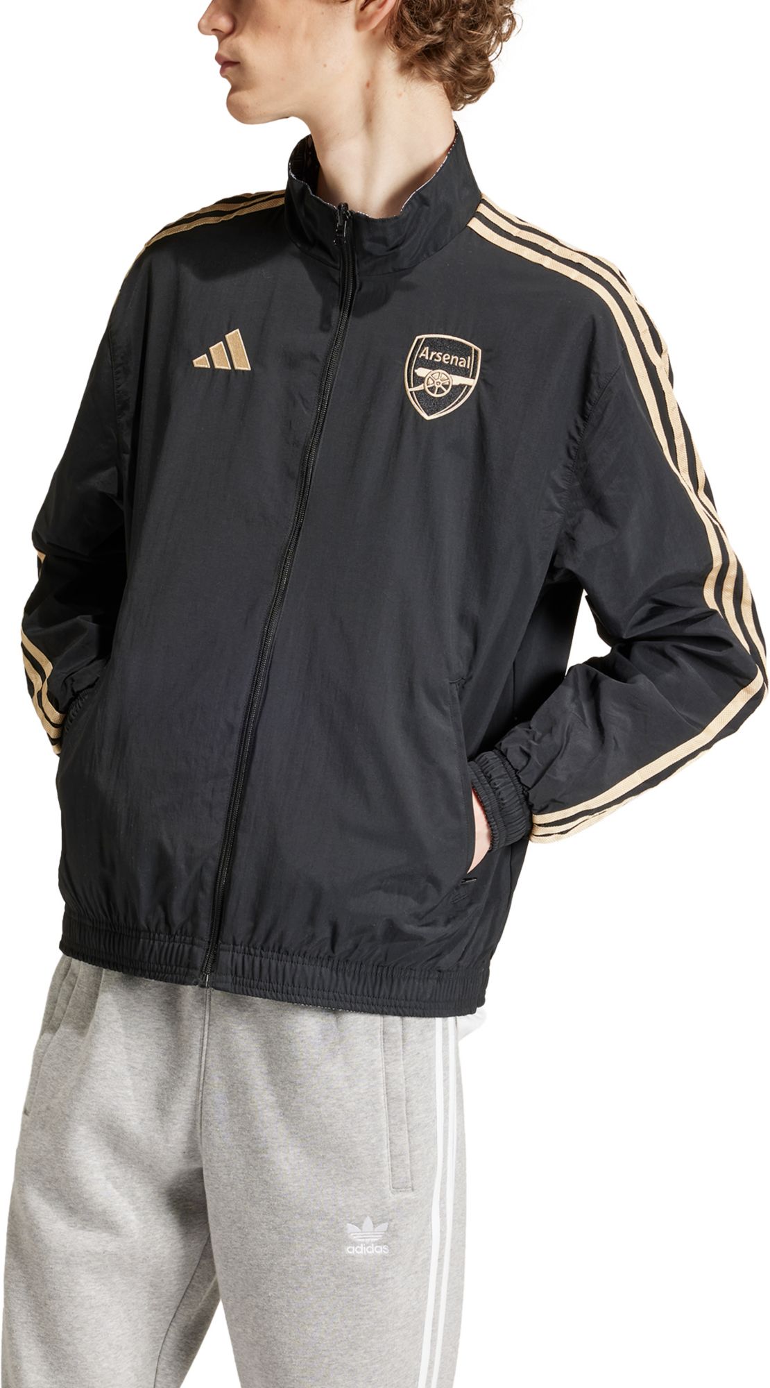 Adidas Adult Arsenal 2024 Black Reversible Anthem Jacket Big Apple Buddy   23ADIMWSRS24NTHMJATH