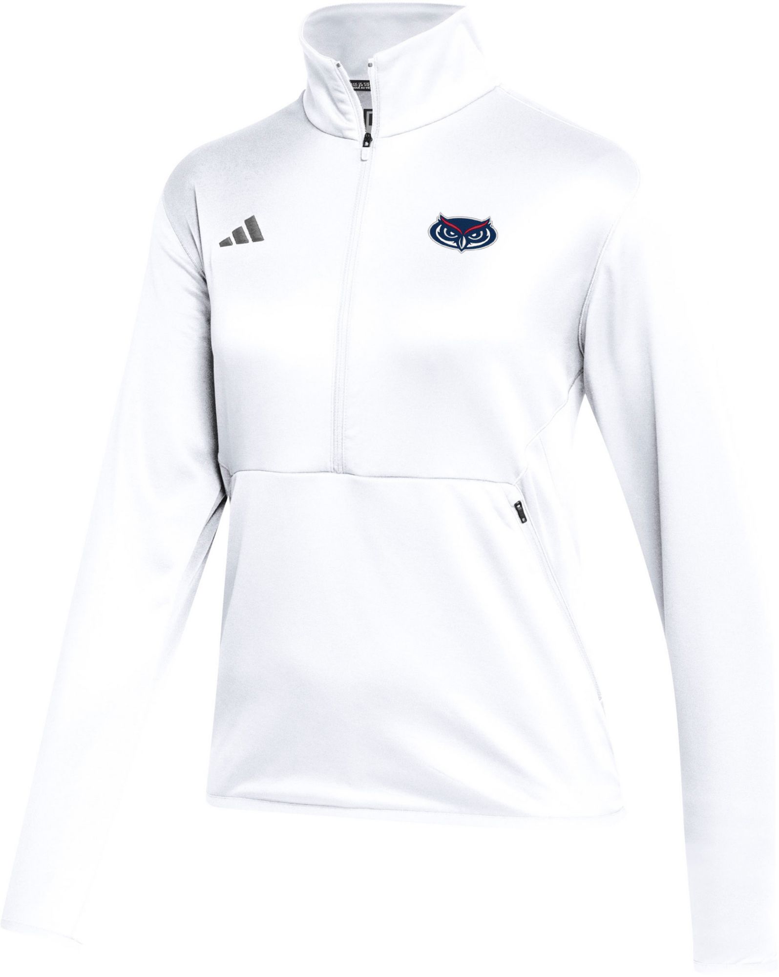 adidas Women's Florida Atlantic Owls White Sideline Woven Pullover Quarter-Zip product image