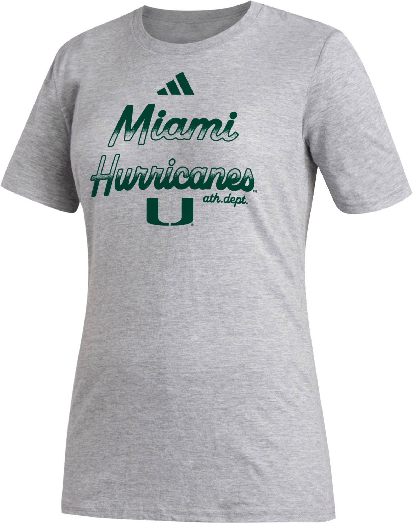adidas Women's Miami Hurricanes Grey Outline T-Shirt product image