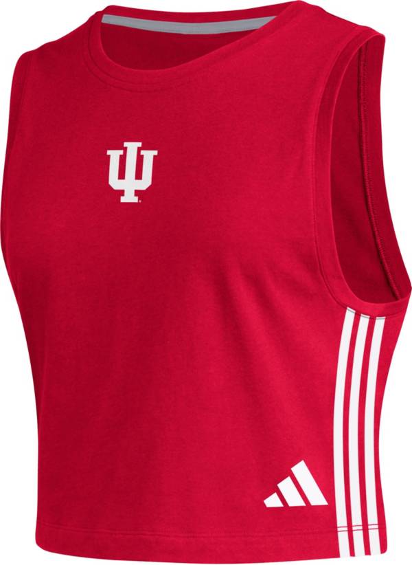 adidas Women's Indiana Hoosiers Crimson Cropped Tank Top product image