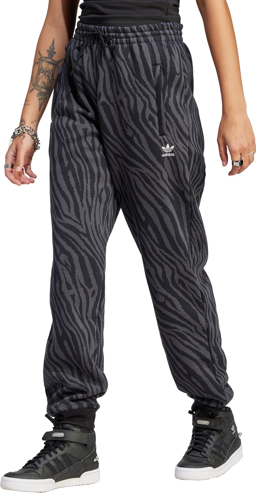 Adidas Women\'s Allover Zebra Animal Print Apple Joggers Buddy Big Essentials 