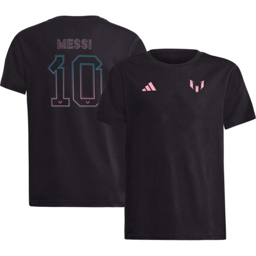 adidas Youth Inter Miami CF Lionel Messi #10 Black T-Shirt