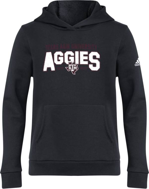 adidas Youth Texas A M Aggies Black Oversize Pullover Fleece