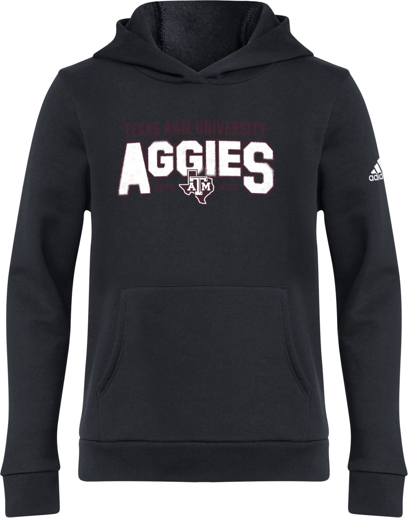 Adidas Youth Texas A M Aggies Black Oversize Pullover Fleece Hoodie Medium