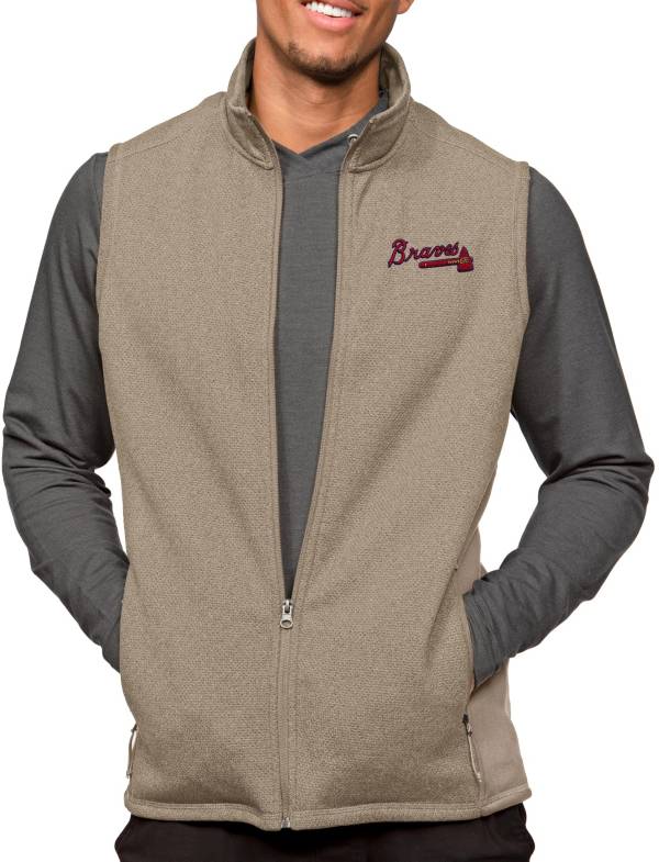 Men's Atlanta Braves Antigua White Team Quarter-Zip Pullover Top