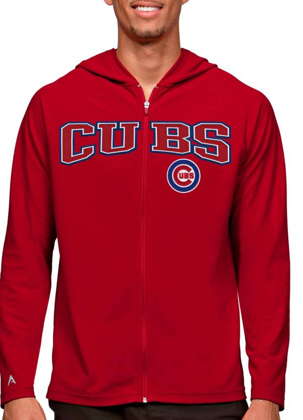 New Era Men's Red Chicago Cubs Raglan Quarter-Zip Hoodie