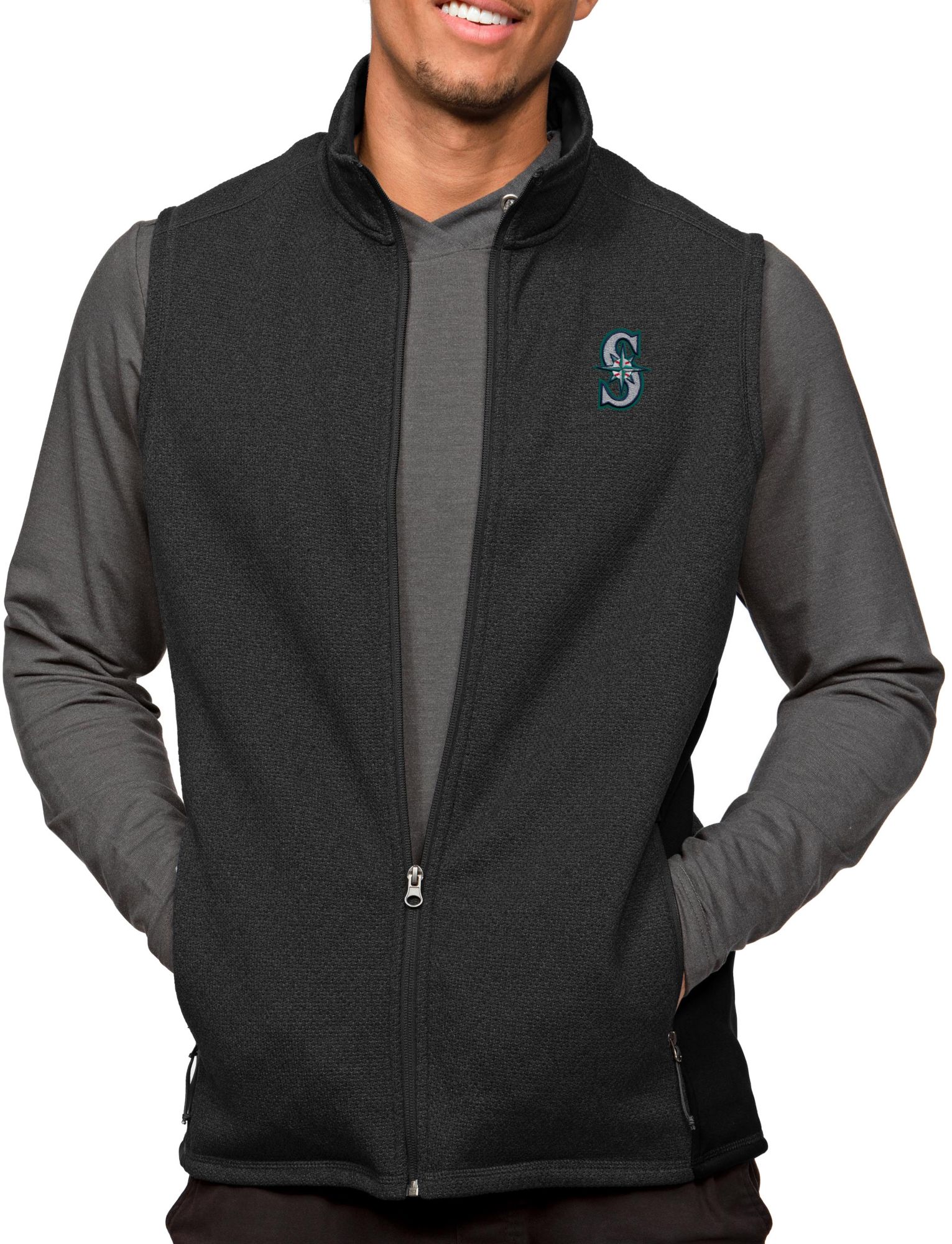 Antigua Men's Seattle Mariners Black Course Vest