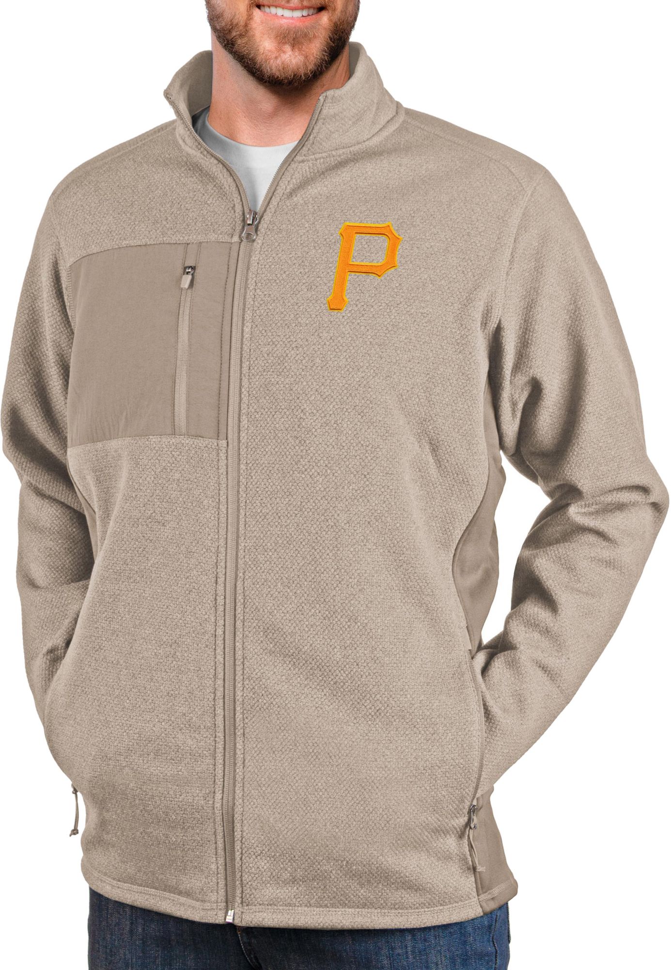 Antigua Men's Pittsburgh Pirates Oatmeal Course Jacket