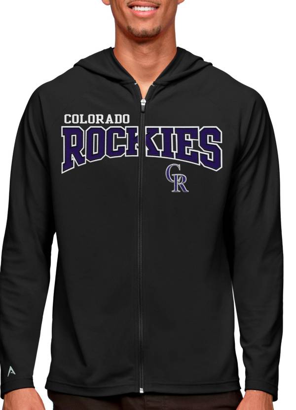 Nike Men's Black, Purple Colorado Rockies Authentic Collection Pregame Performance Pullover Sweatshirt