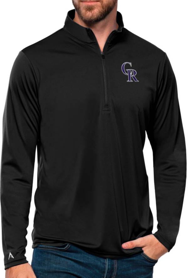 Men's Colorado Rockies Antigua Black Tribute Polo