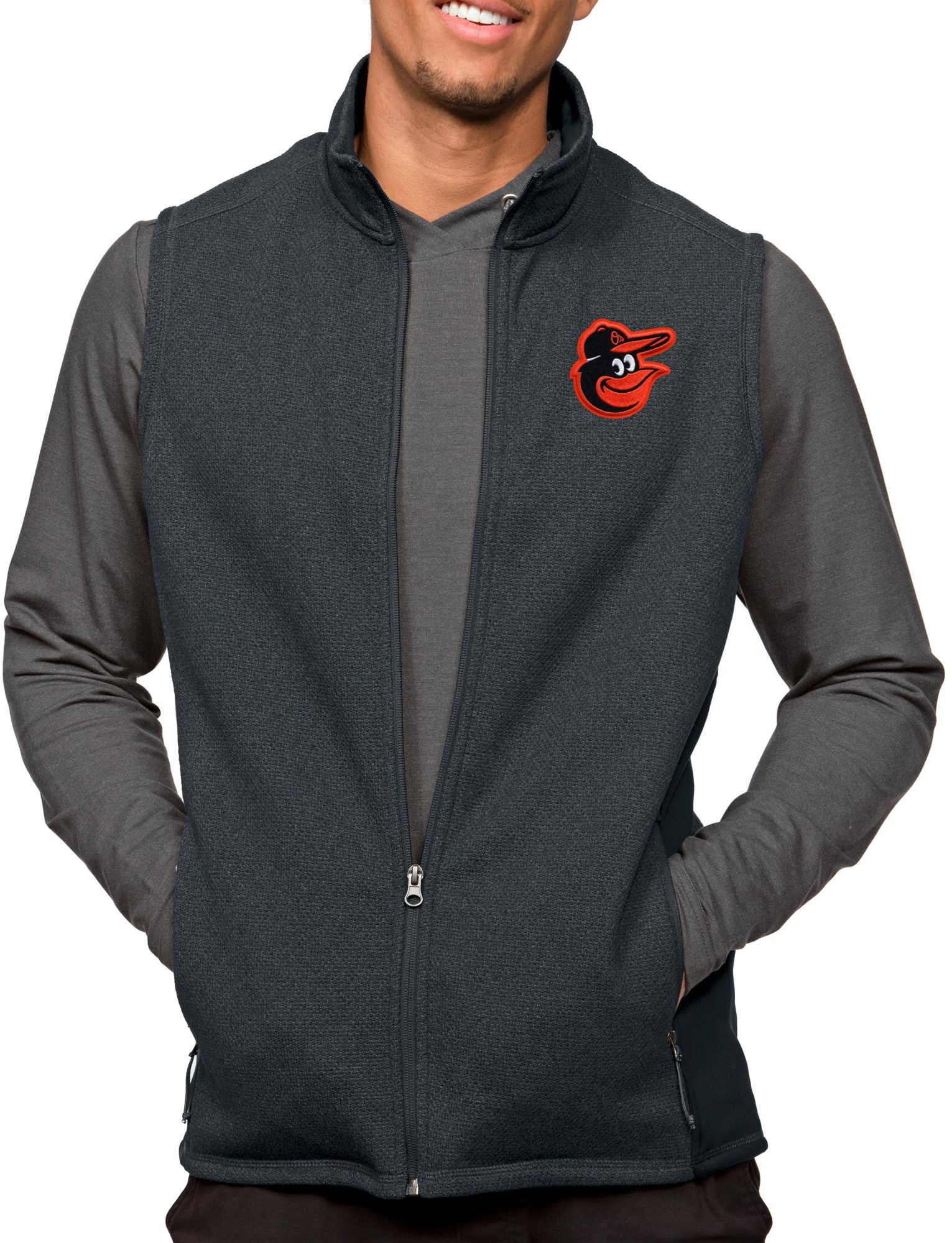 Antigua Men's Baltimore Orioles Charcoal Course Vest