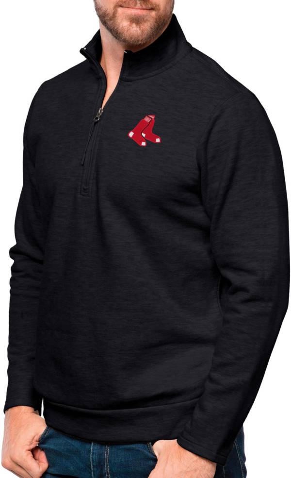 Antigua Men's Boston Red Sox Black Gambit 1/4 Zip Pullover product image