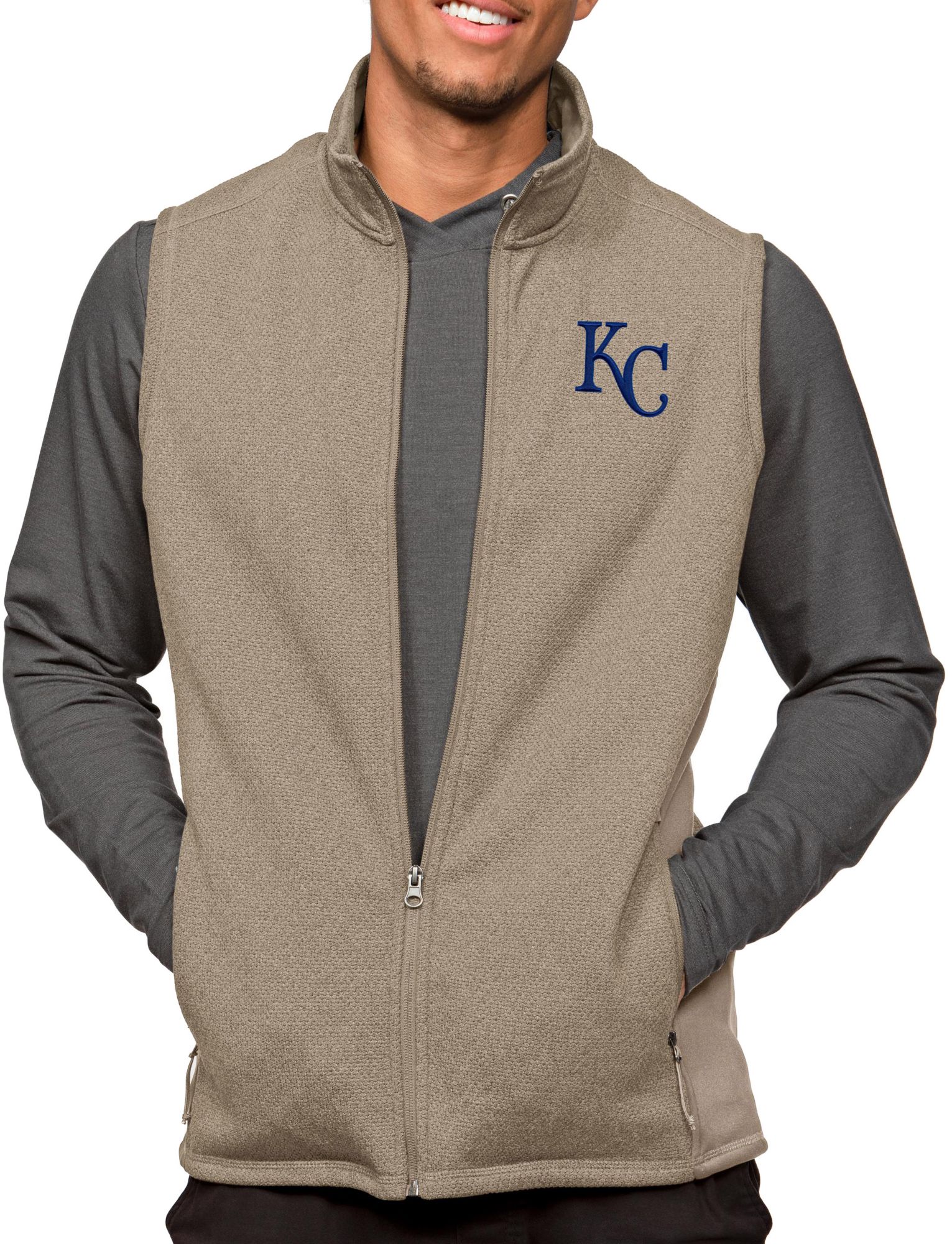 Antigua Men's Kansas City Royals Oatmeal Course Vest