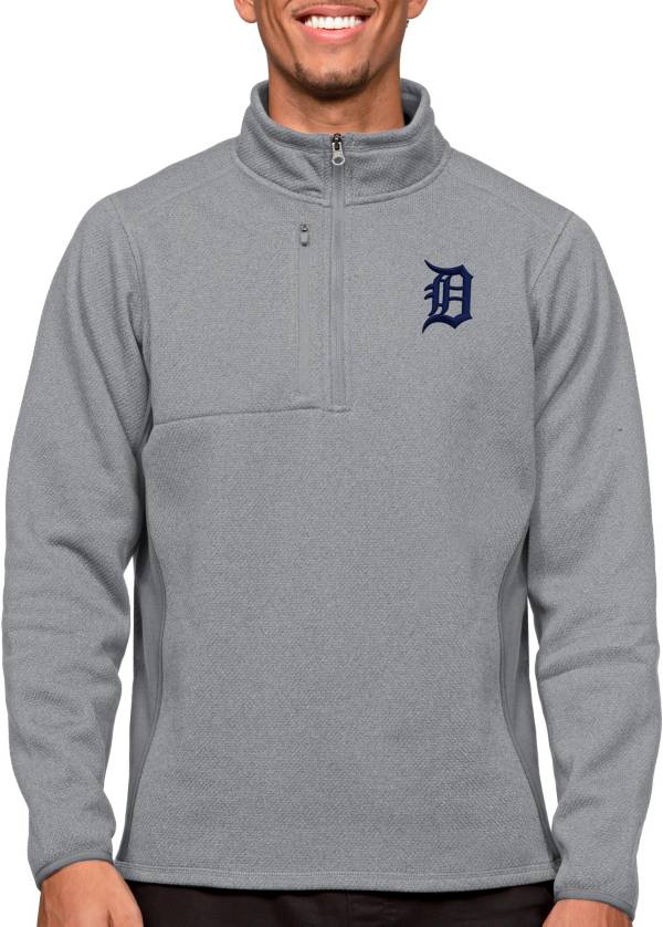 Antigua Men's Detroit Tigers Gray 1/4 Zip Course Pullover product image