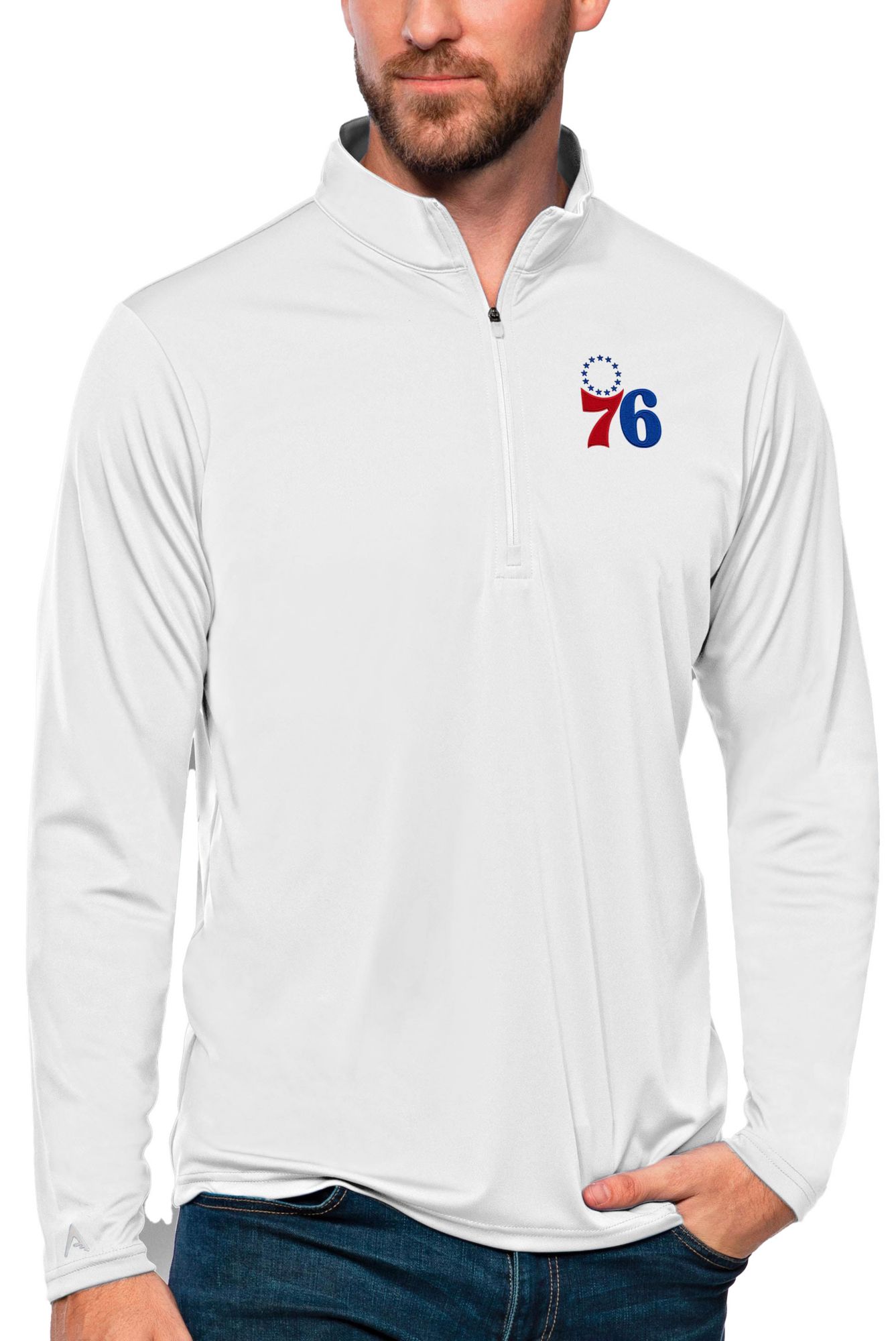 Antigua Men's Philadelphia 76ers Tribute Pullover Sweater