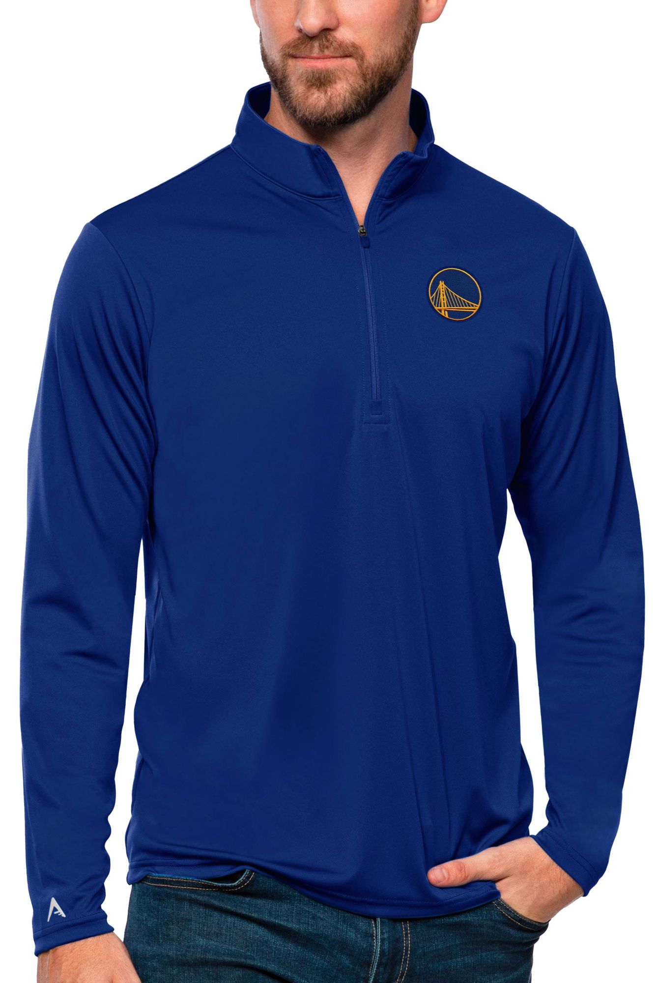 Antigua Men's Golden State Warriors Tribute Royal Pullover Sweater