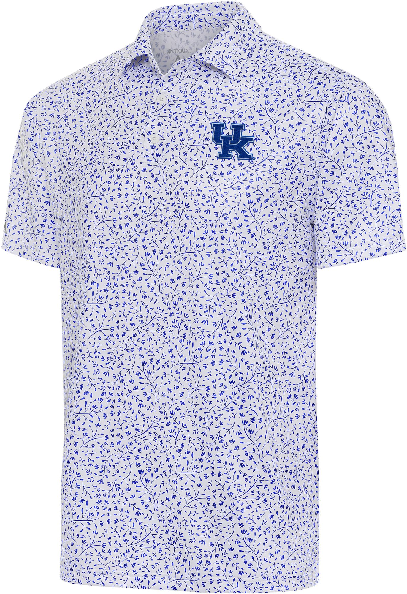 Antigua Men's Kentucky Wildcats White Floral Motion Polo