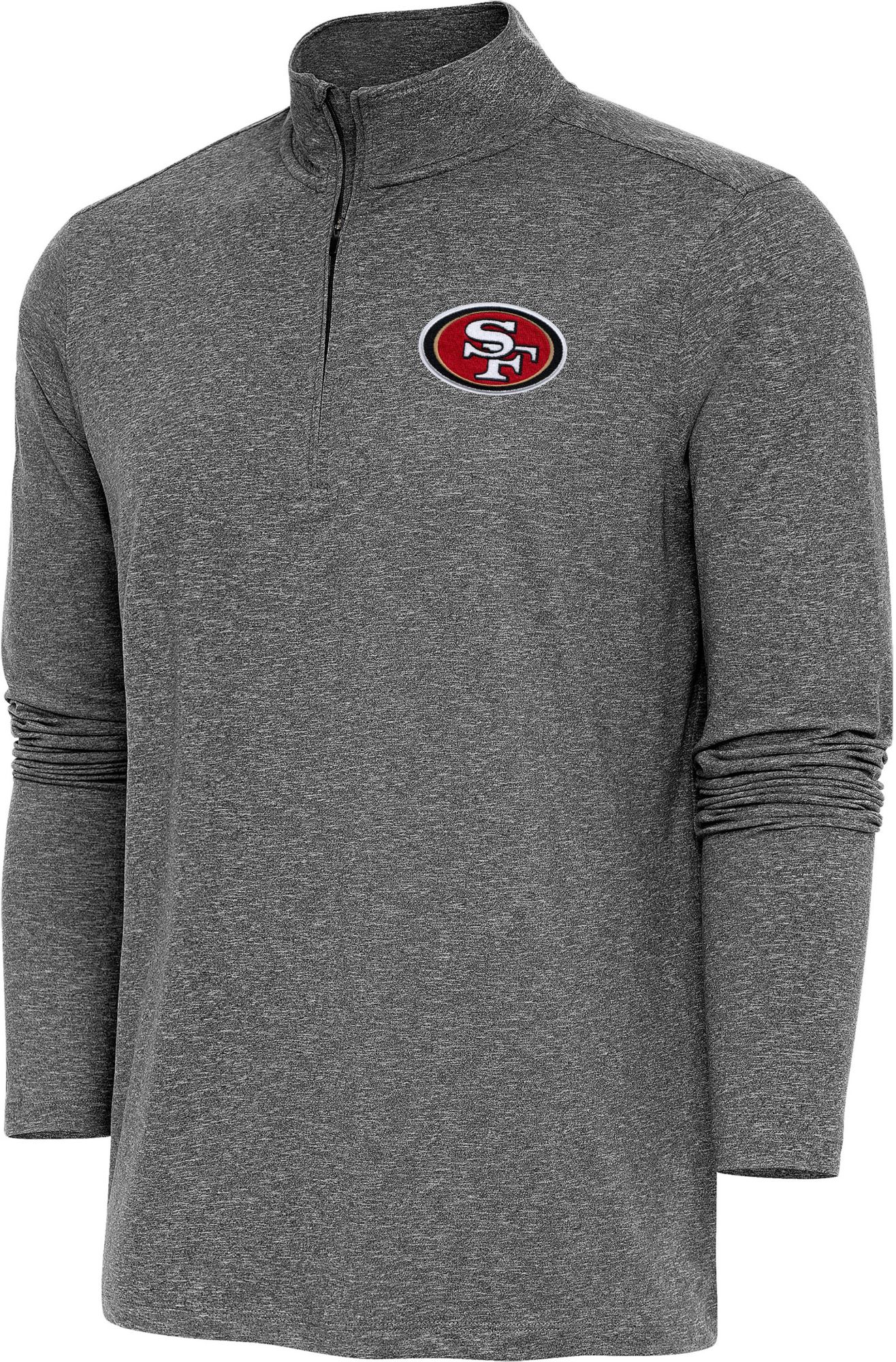 Antigua Men's San Francisco 49ers Black Heather Hunk Quarter-Zip Pullover