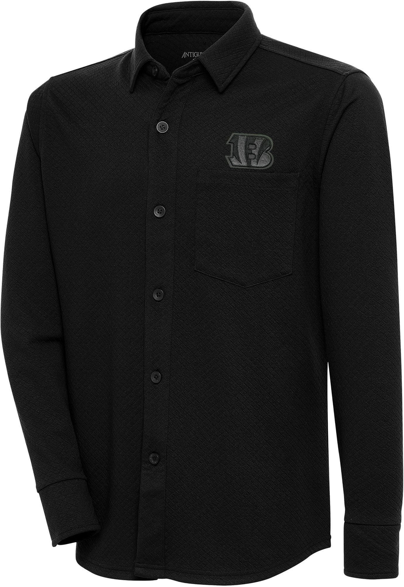 Antigua Men's Cincinnati Bengals Steamer Black Button-Up Long Sleeve Shirt