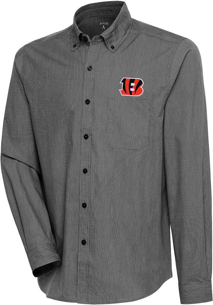 Cincinnati Reds Antigua Compression Long Sleeve Button-Down Shirt - Gray/ White