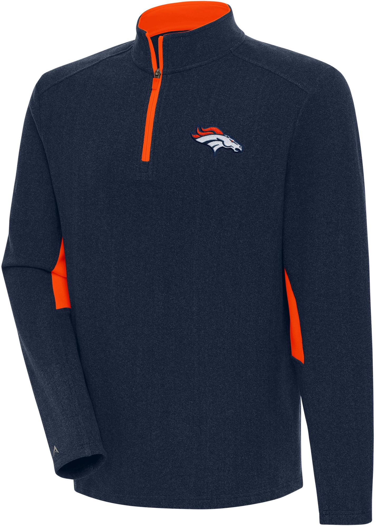 Antigua Men's Denver Broncos Boyfriend Phenom Navy Quarter-Zip Pullover