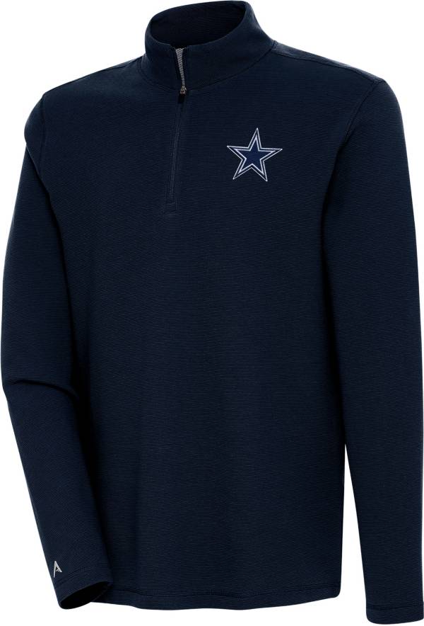 Antigua Men's Dallas Cowboys Shore Bunker Navy Quarter-Zip Pullover